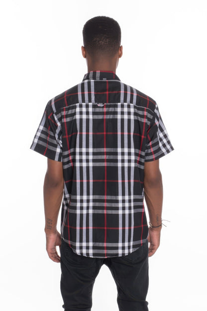 Men's Casual Short Sleeve Checker Shirts