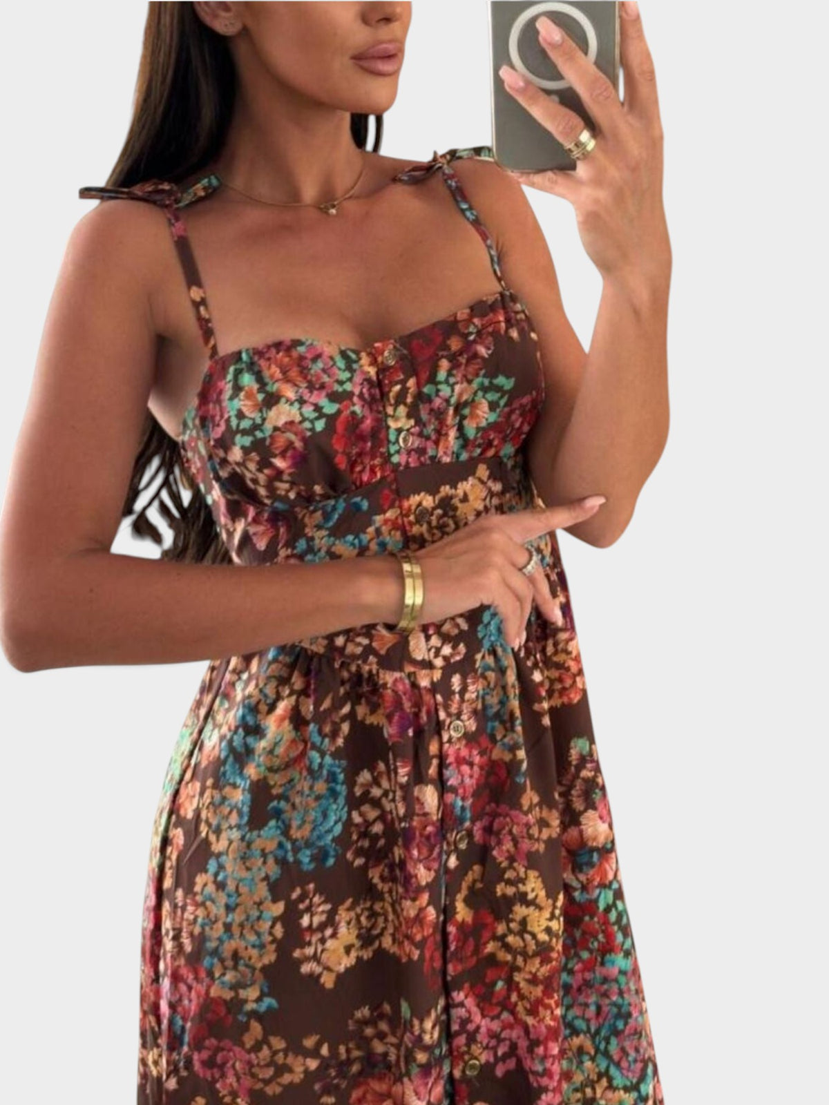 Striped Tie-Shoulder Midi Dress