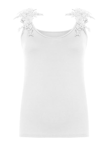 Full Size Lace Detail Scoop Neck Tank