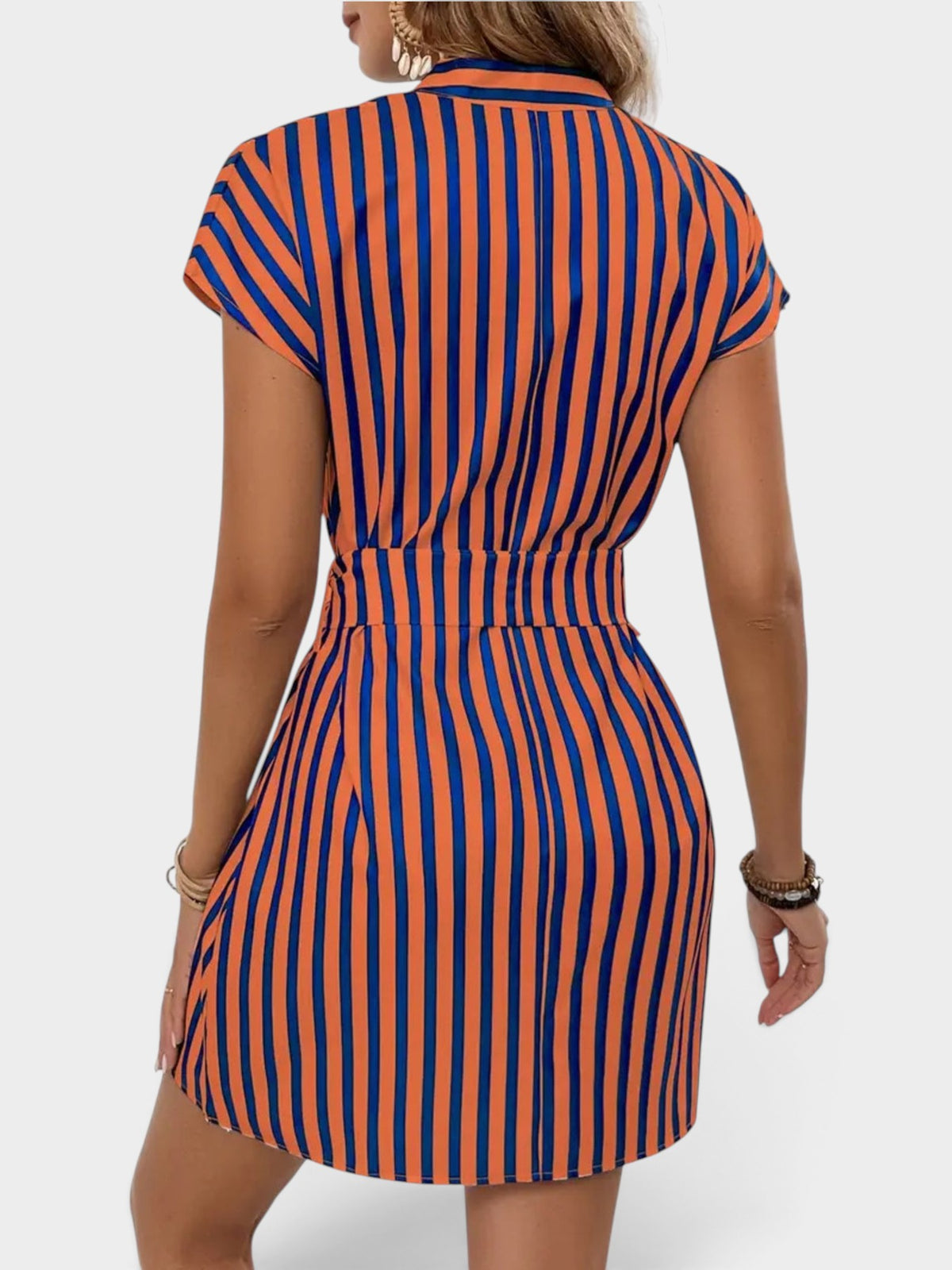 Striped Tie Waist Mini Dress