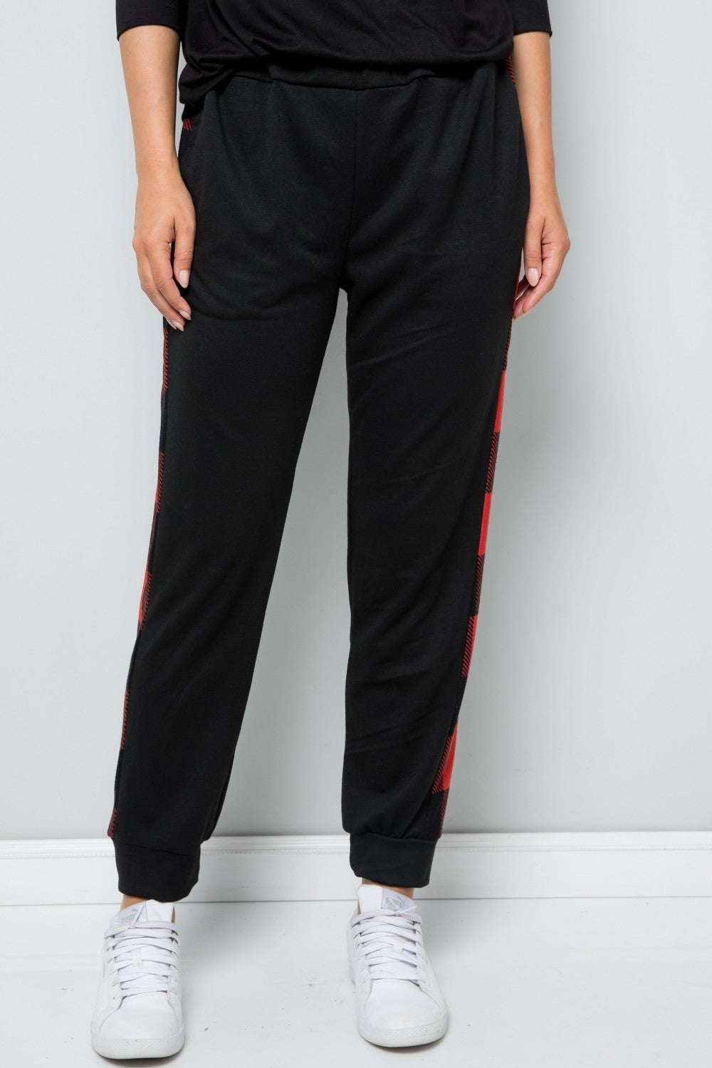 Celeste Design Full Size Plaid Side Print Sweatpants