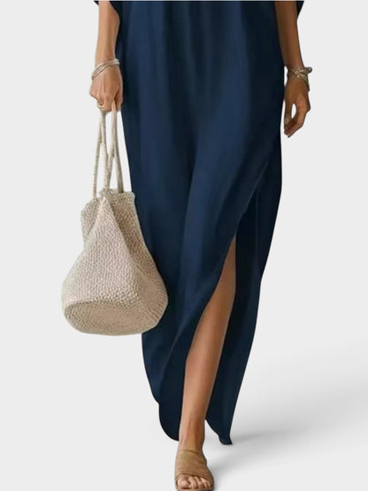 Full Size V-Neck Maxi Dress with Side Slits Plus Size