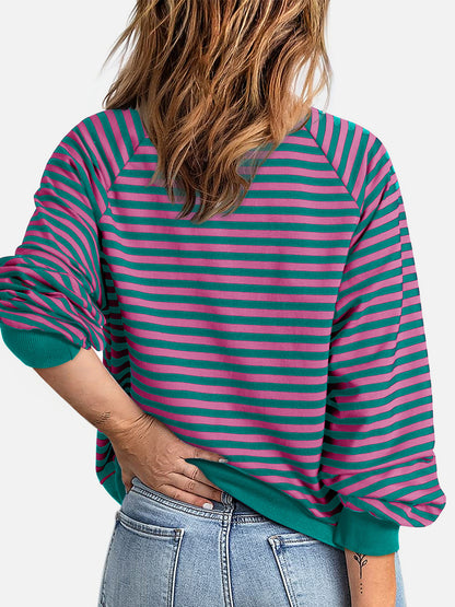 Striped Zip Up Long Sleeve Sweatshirt