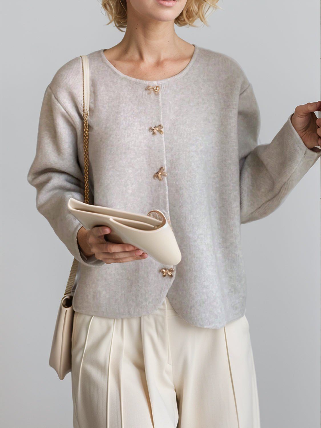 Lifestyle image of product styled for a chic daytime look