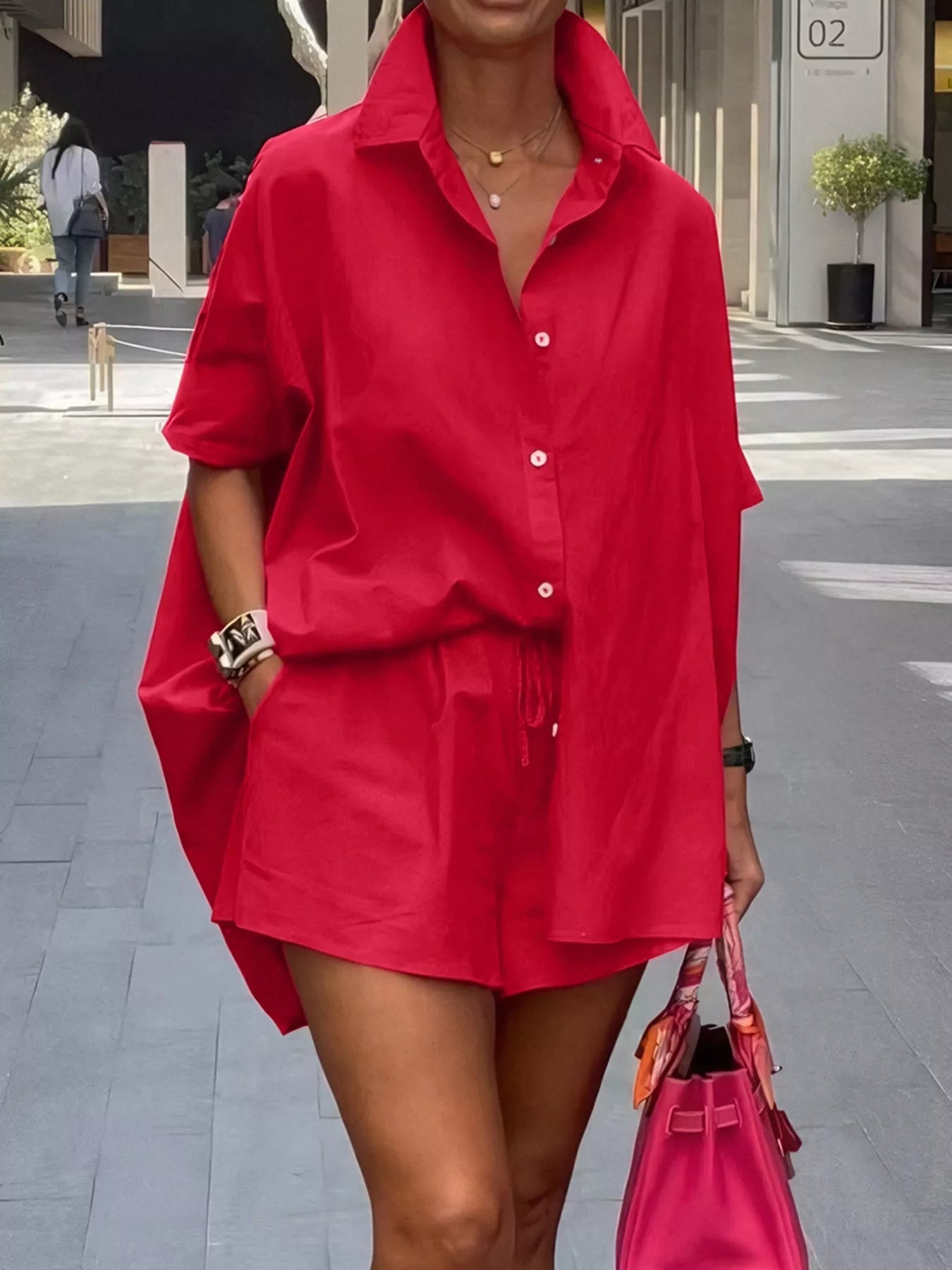 Button Front Shirt and Shorts Set - Rochelle's House LLC