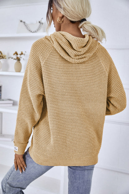 Drawstring Long Sleeve Hooded Sweater