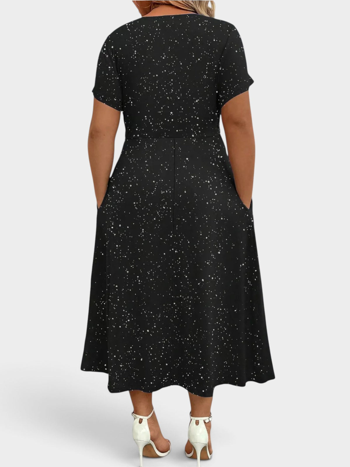 Full Size Glitter Flutter Sleeve Midi Dress Plus Size
