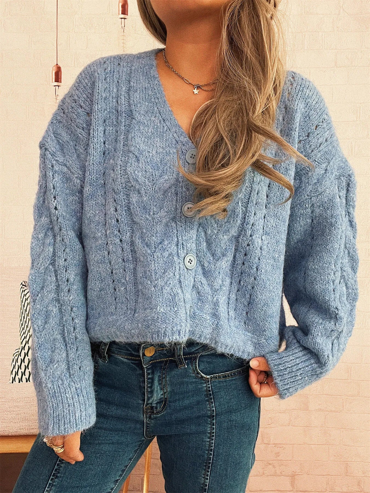 Pinterest Rochelle Be Cable Knit Button-Up Cardigan
