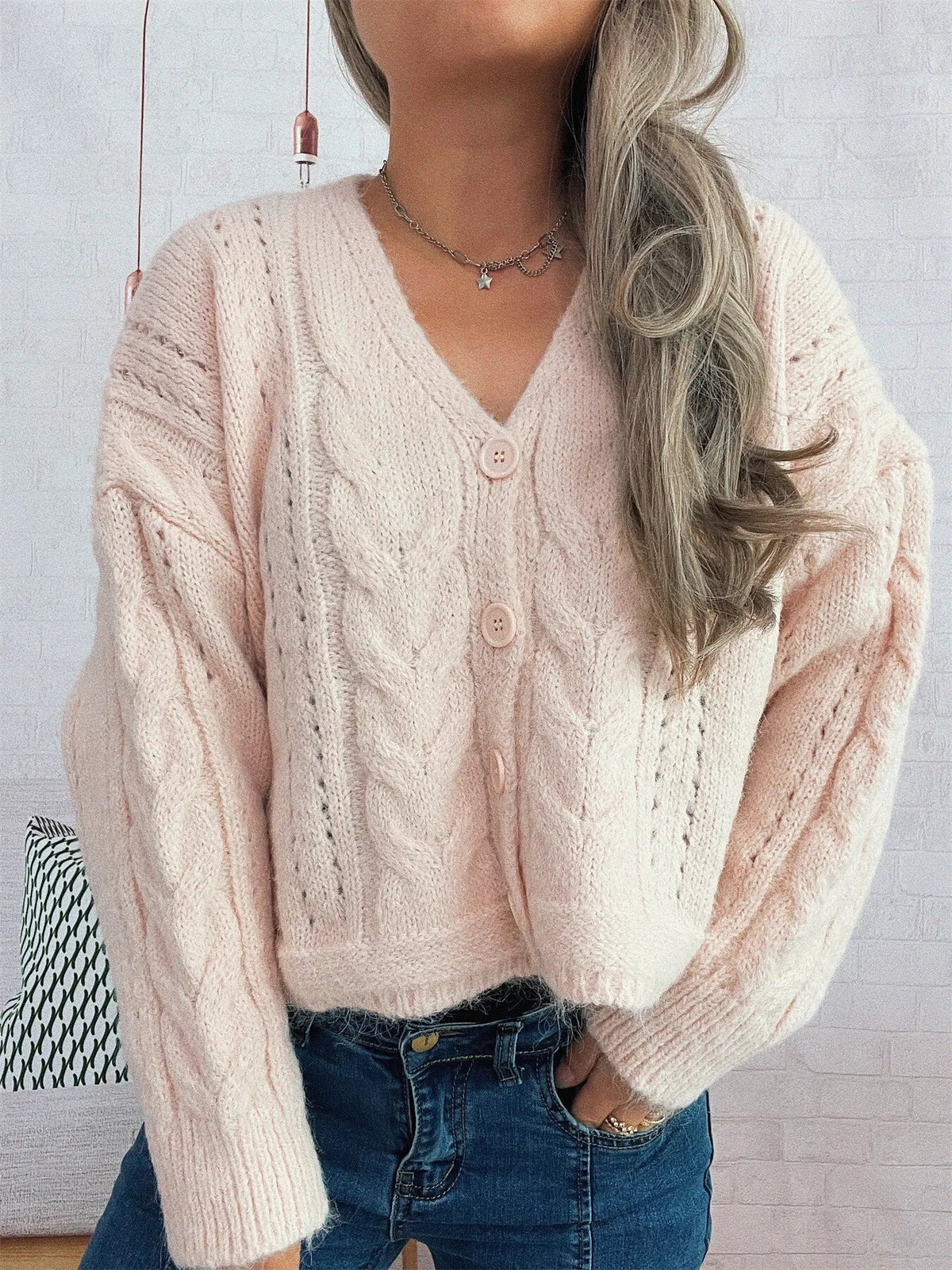 Pinterest Rochelle Be Cable Knit Button-Up Cardigan
