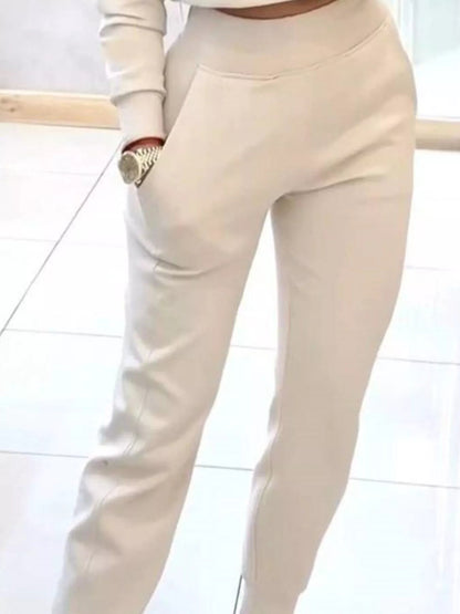 Casual Chic Cropped Sweatshirt and Jogger Set - Rochelle's House LLC