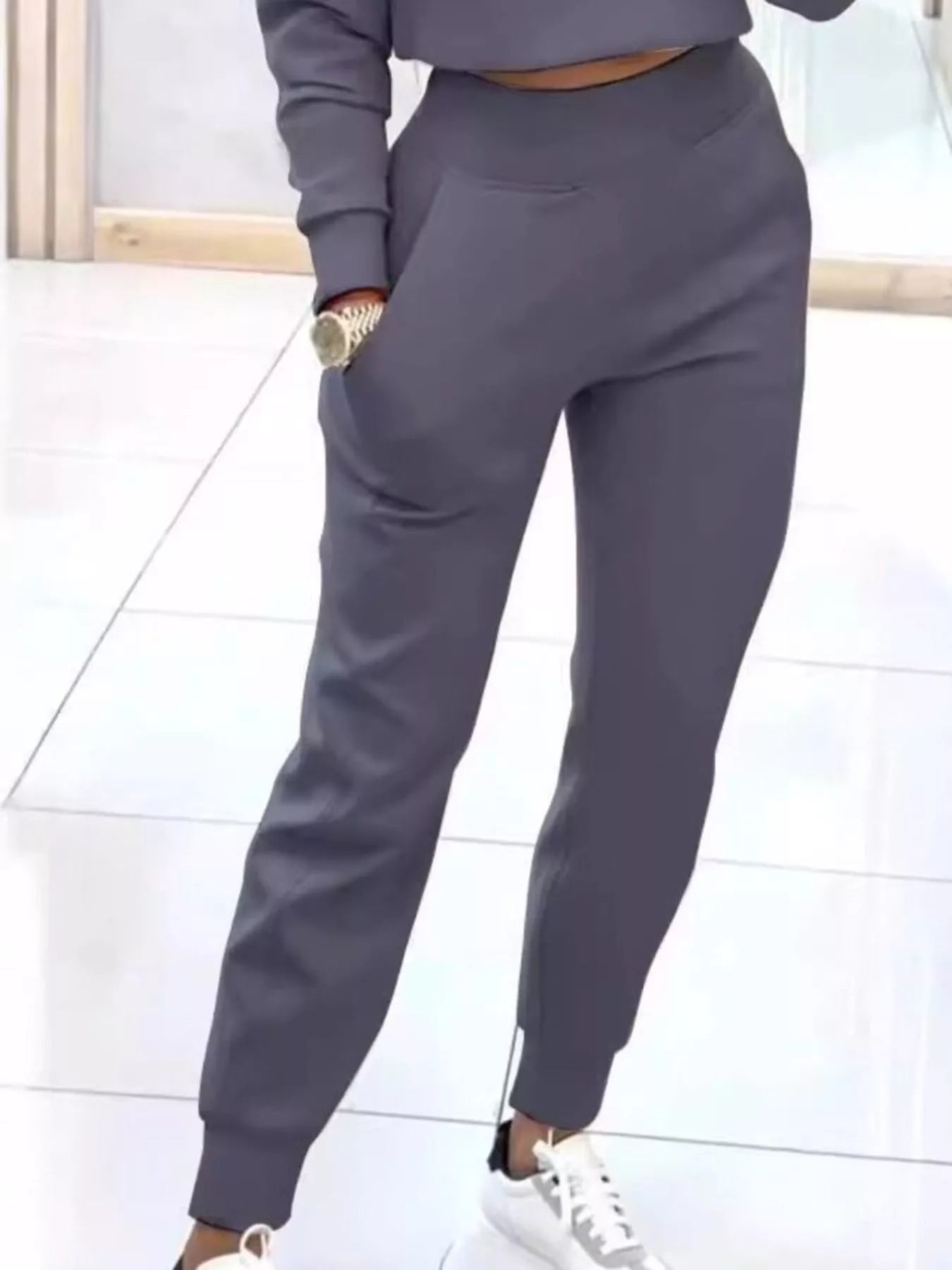 Casual Chic Cropped Sweatshirt and Jogger Set - Rochelle's House LLC