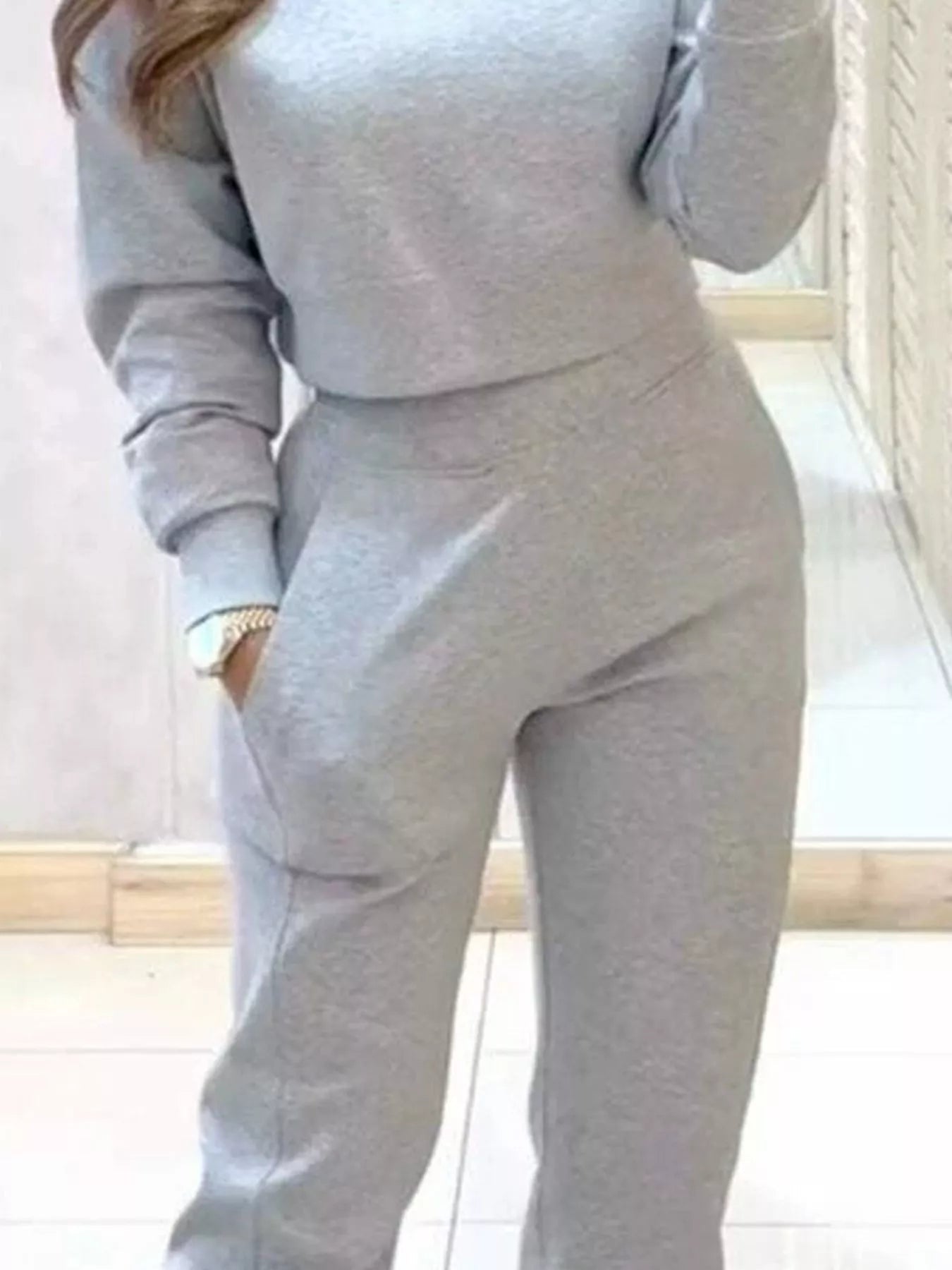 Casual Chic Cropped Sweatshirt and Jogger Set - Rochelle's House LLC