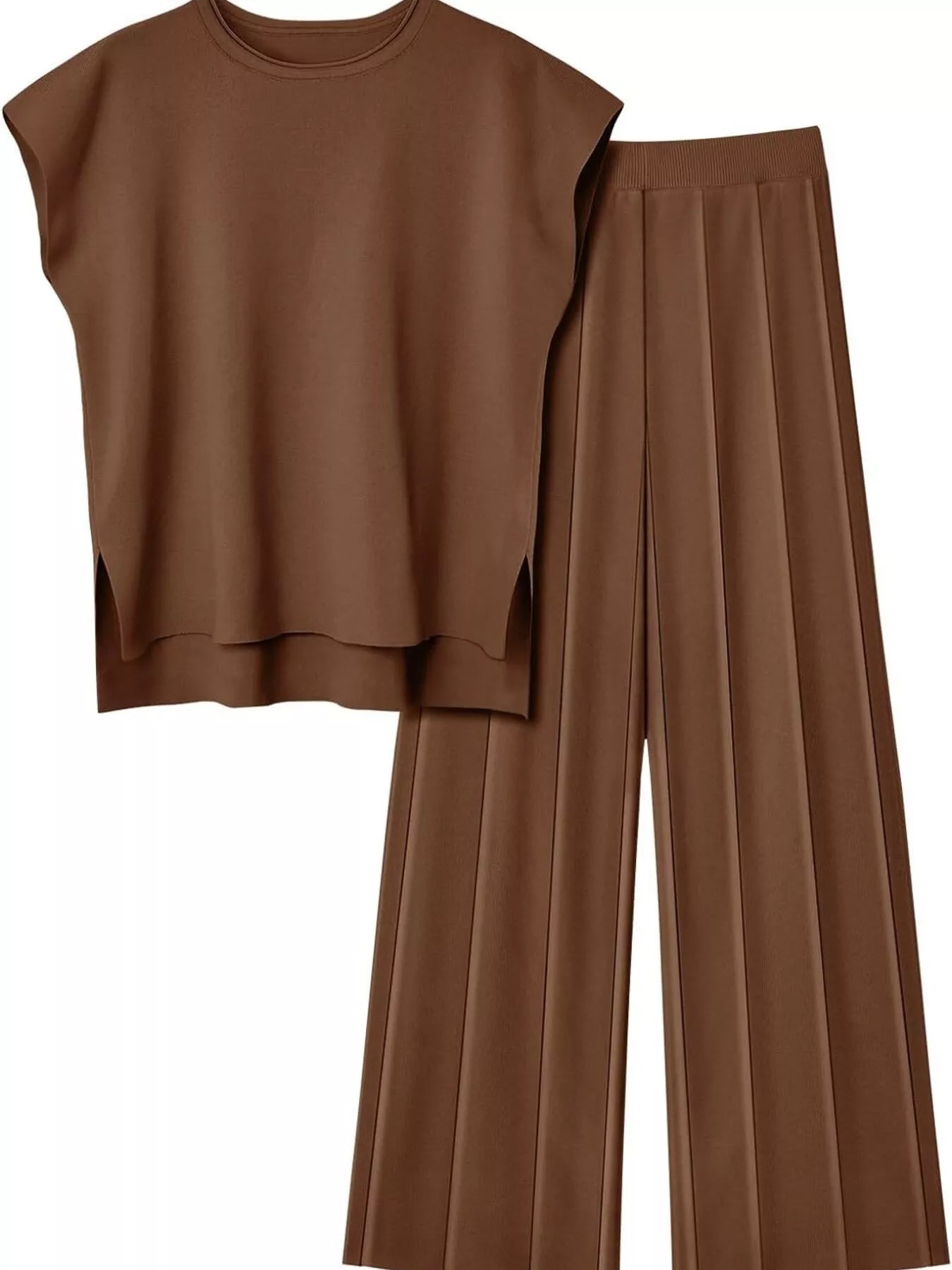 Casual Solid Color Cap Sleeve Top and Pants Knit Set - Rochelle's House LLC
