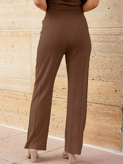 Casual Solid Color Cap Sleeve Top and Pants Knit Set - Rochelle's House LLC