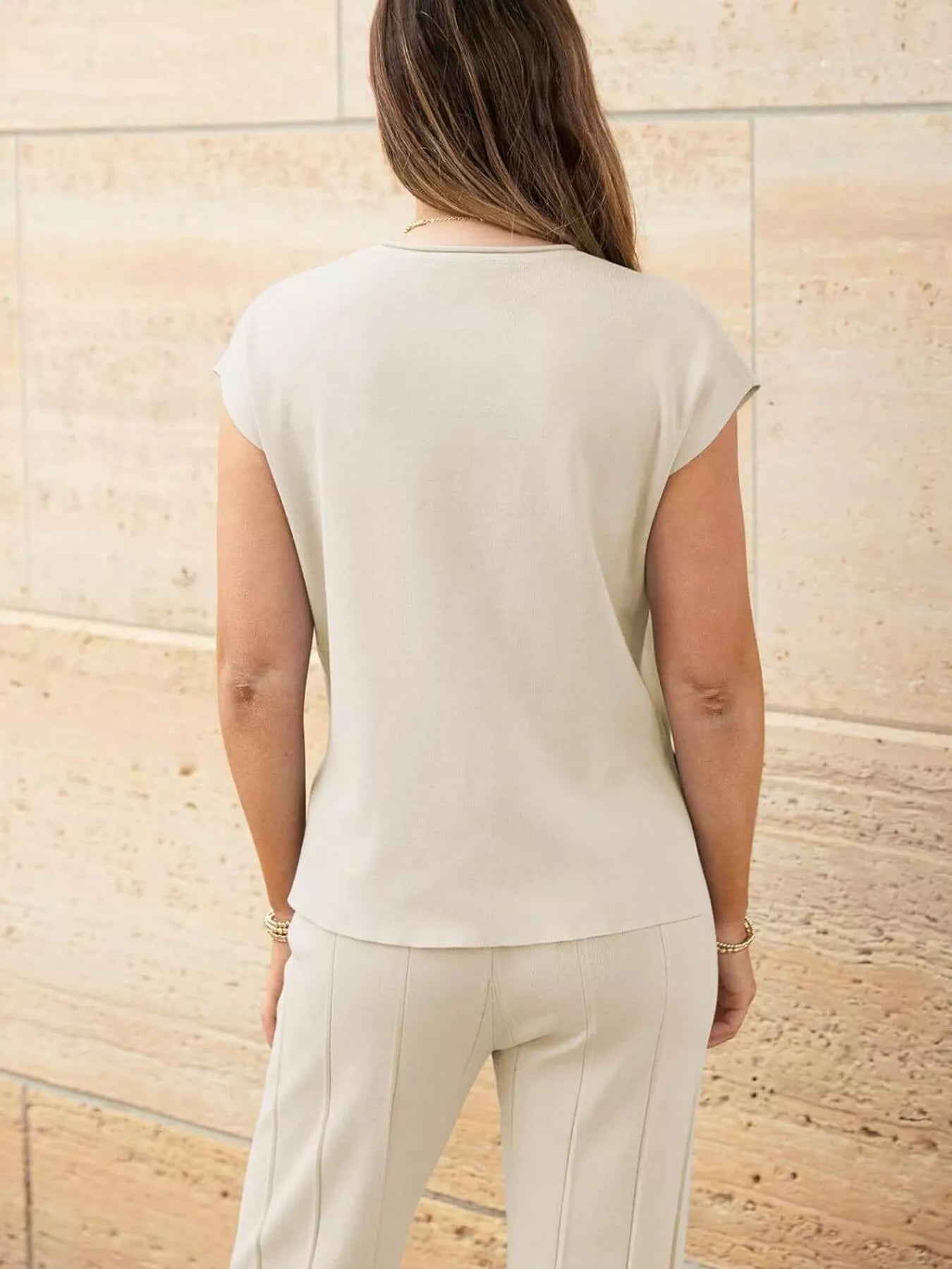 Casual Solid Color Cap Sleeve Top and Pants Knit Set - Rochelle's House LLC