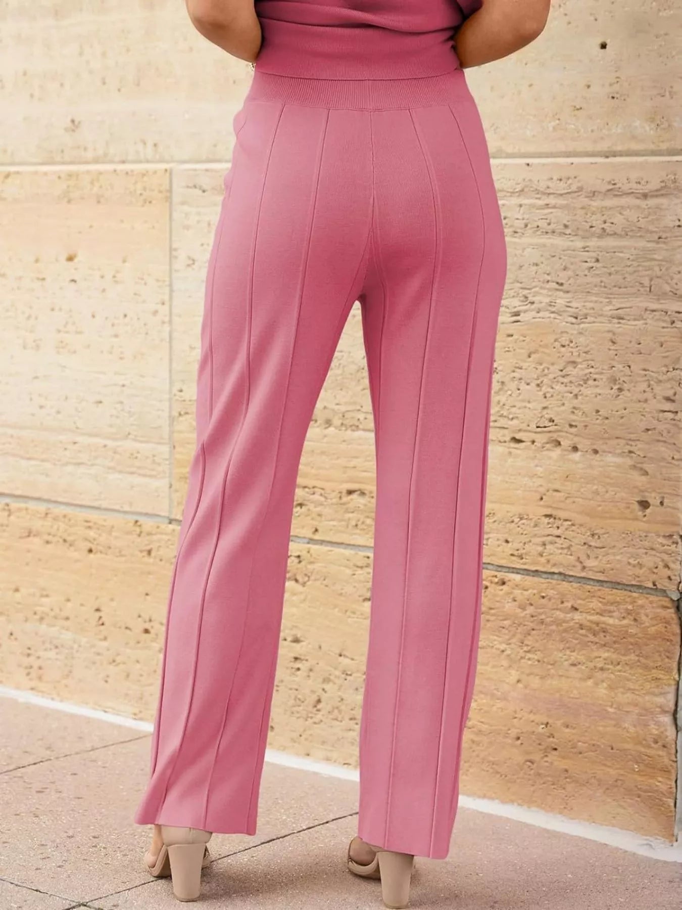 Casual Solid Color Cap Sleeve Top and Pants Knit Set - Rochelle's House LLC