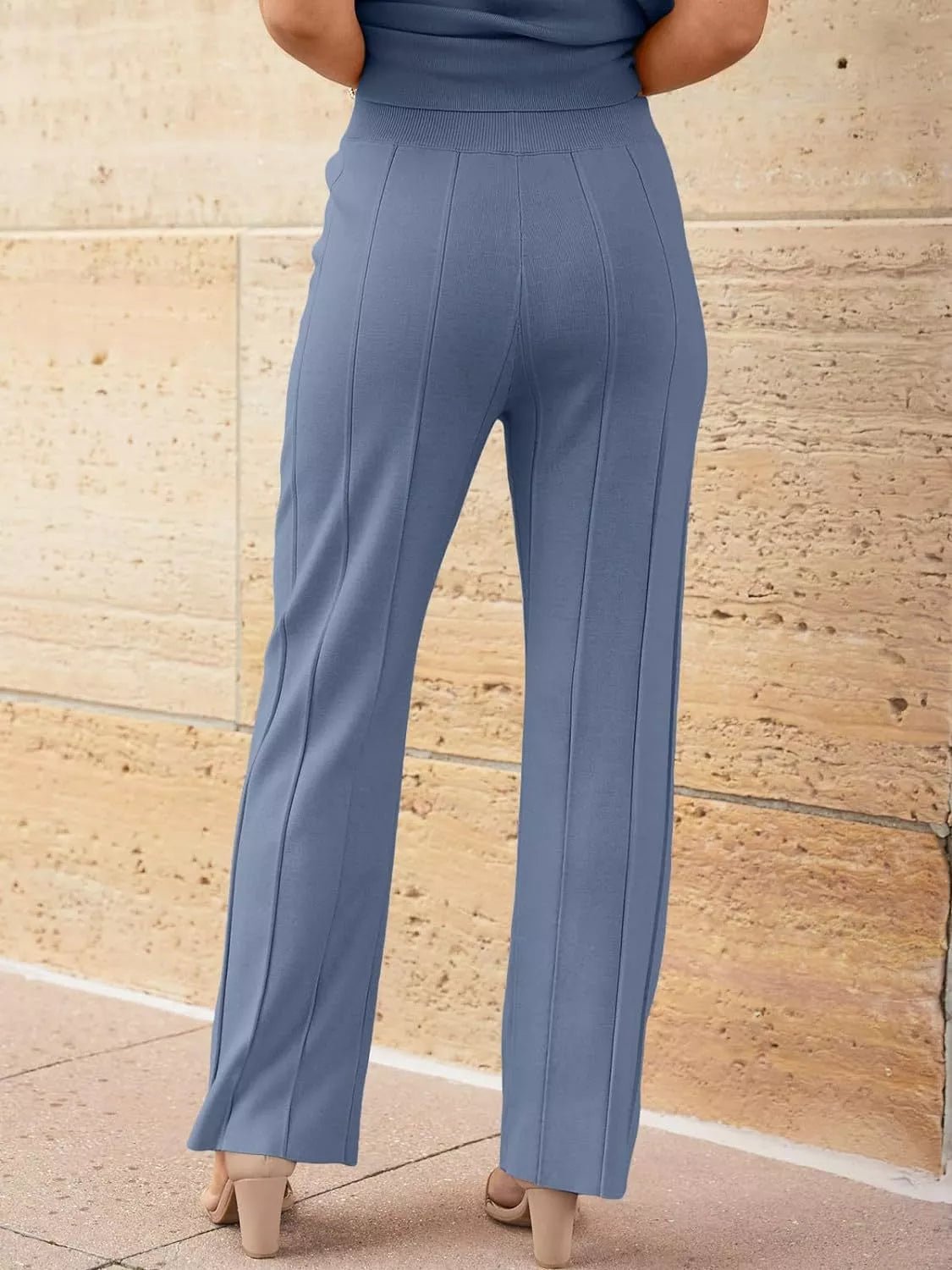 Casual Solid Color Cap Sleeve Top and Pants Knit Set - Rochelle's House LLC