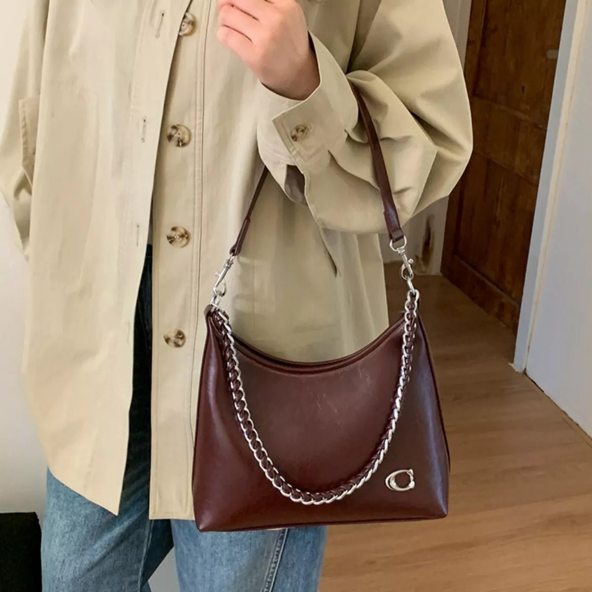 Chic Chain Accent Shoulder Bag - Rochelle's House LLC