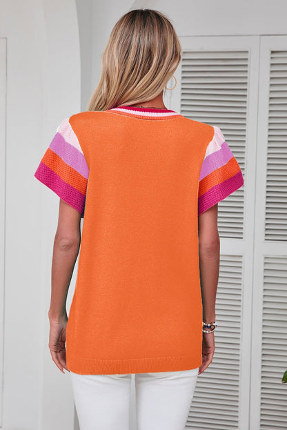 Color Block Round Neck Knit Top - Rochelle's House LLC