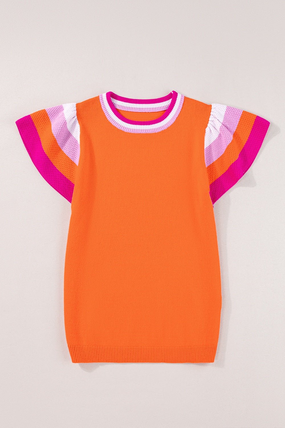 Color Block Round Neck Knit Top - Rochelle's House LLC