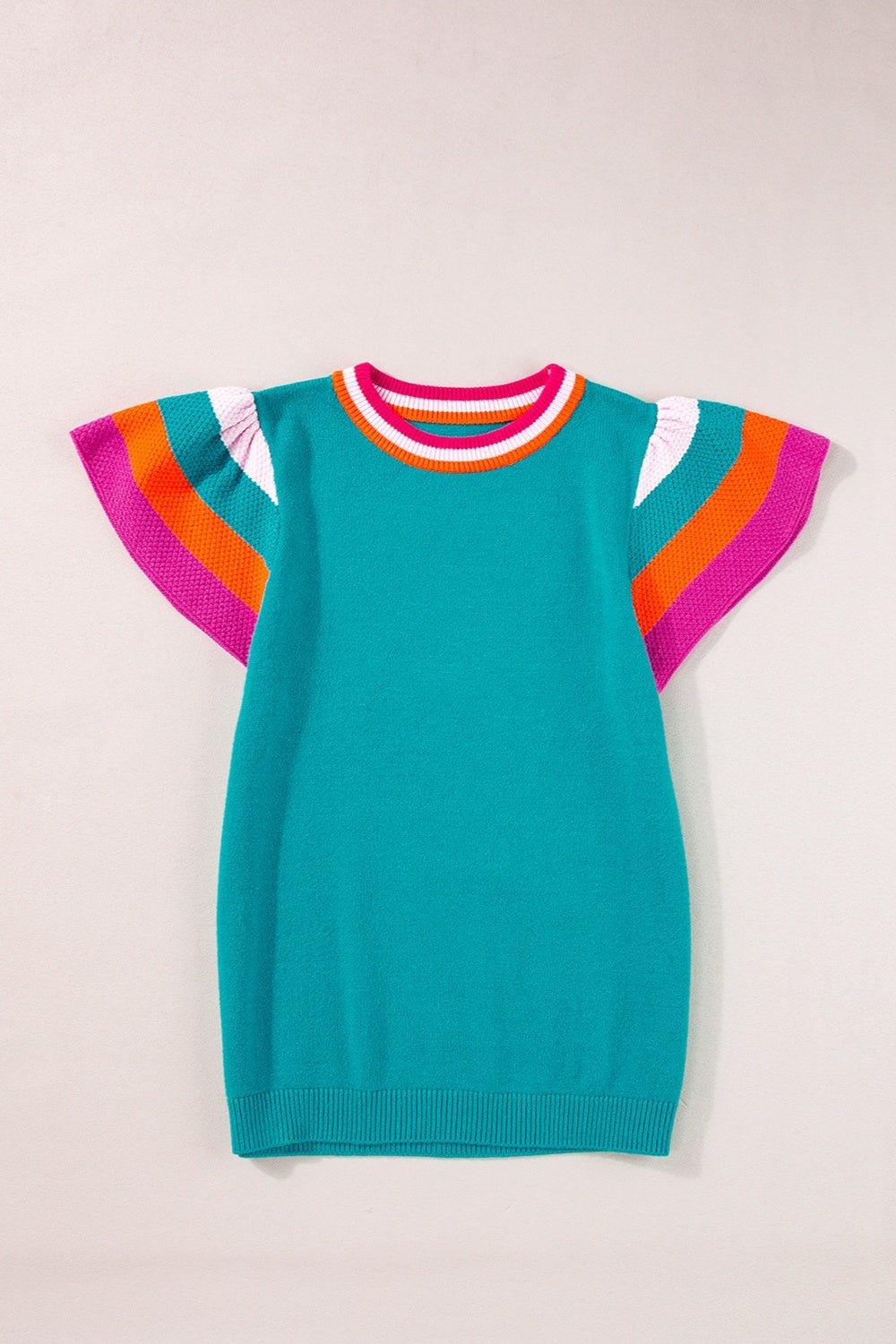 Color Block Round Neck Knit Top - Rochelle's House LLC