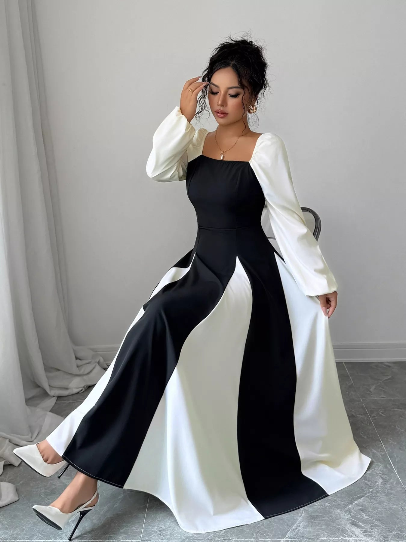 Side view of product highlighting flattering shape and movement