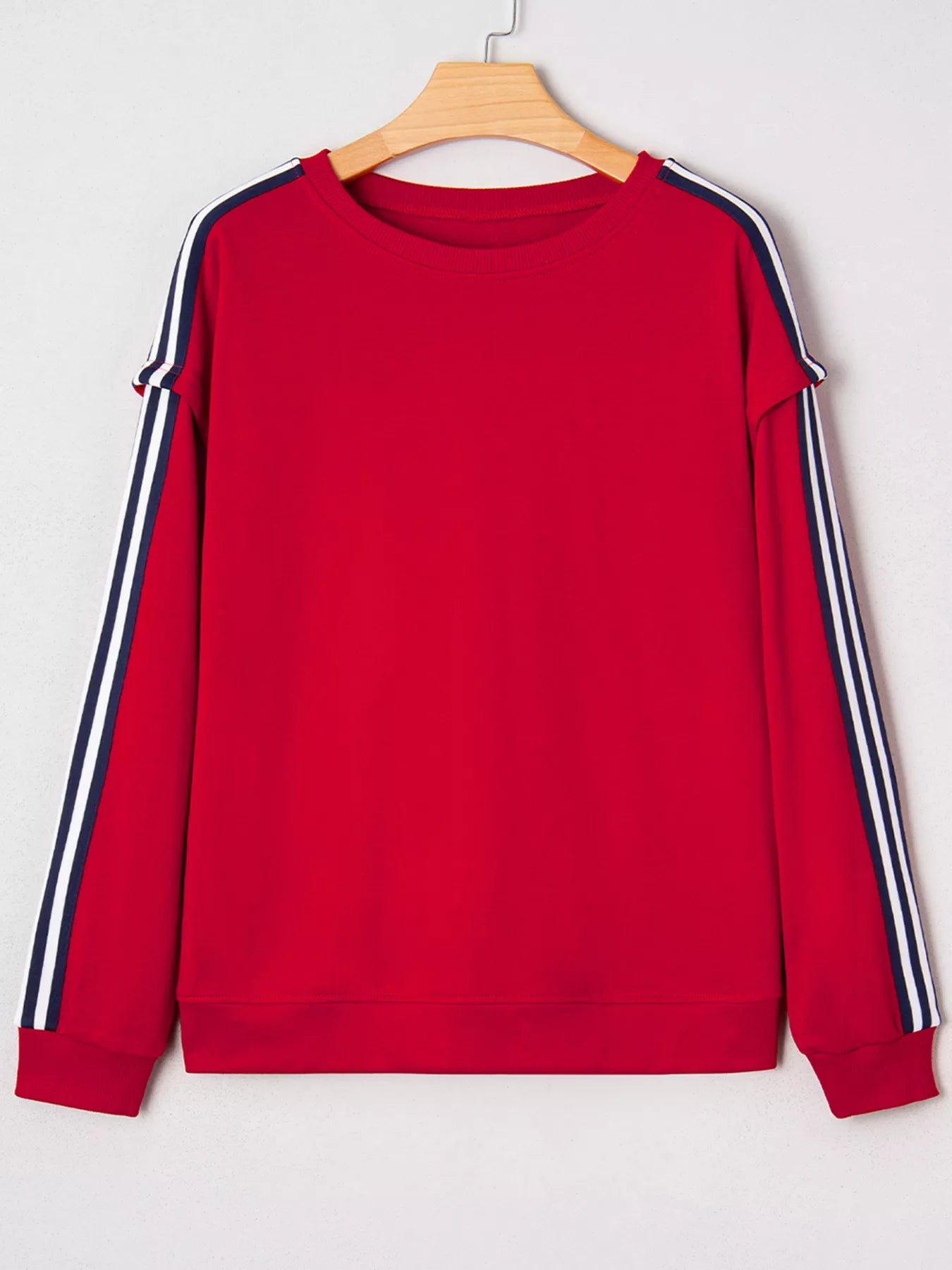 Contrast Striped Detail Varsity Sweatshirt - Rochelle's House LLC