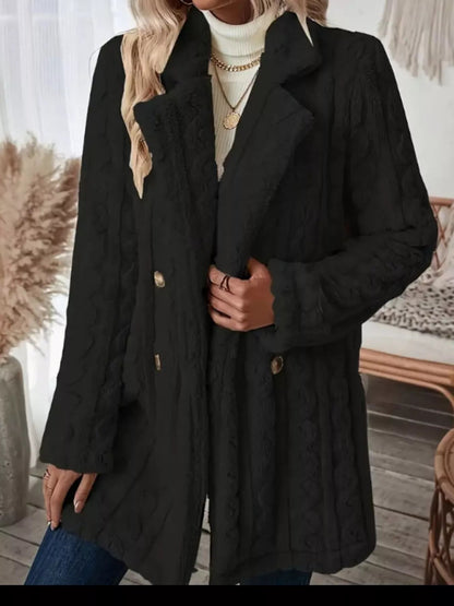 Cozy Faux Shearling Double - Breasted Outerwear - Rochelle's House LLC