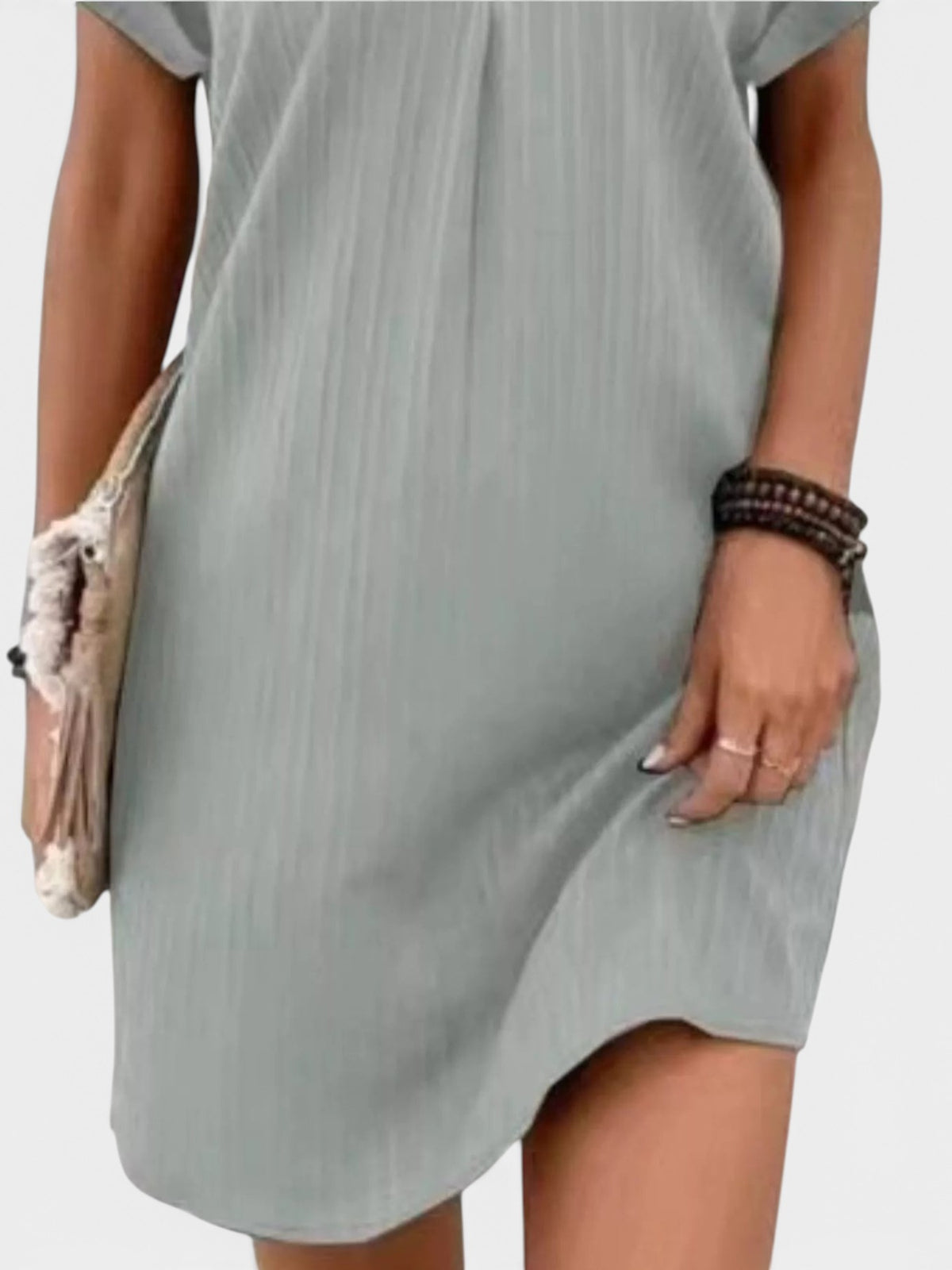 Full Size Casual V-Neck Short Sleeve Dress Plus Size