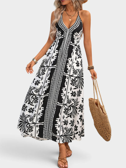 Printed Halter Neck Maxi Dress