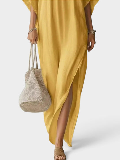 Full Size V-Neck Maxi Dress with Side Slits Plus Size