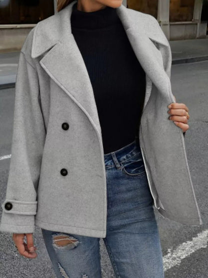 Double - Breasted Wool Blend Casual Jacket - Rochelle's House LLC