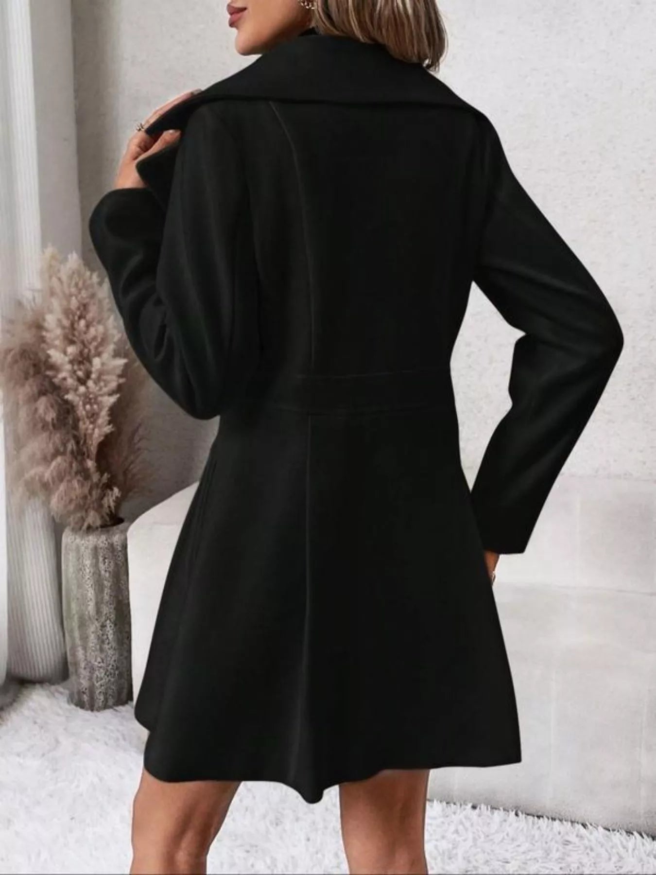 Double - Breasted Wool Blend Coat - Rochelle's House LLC