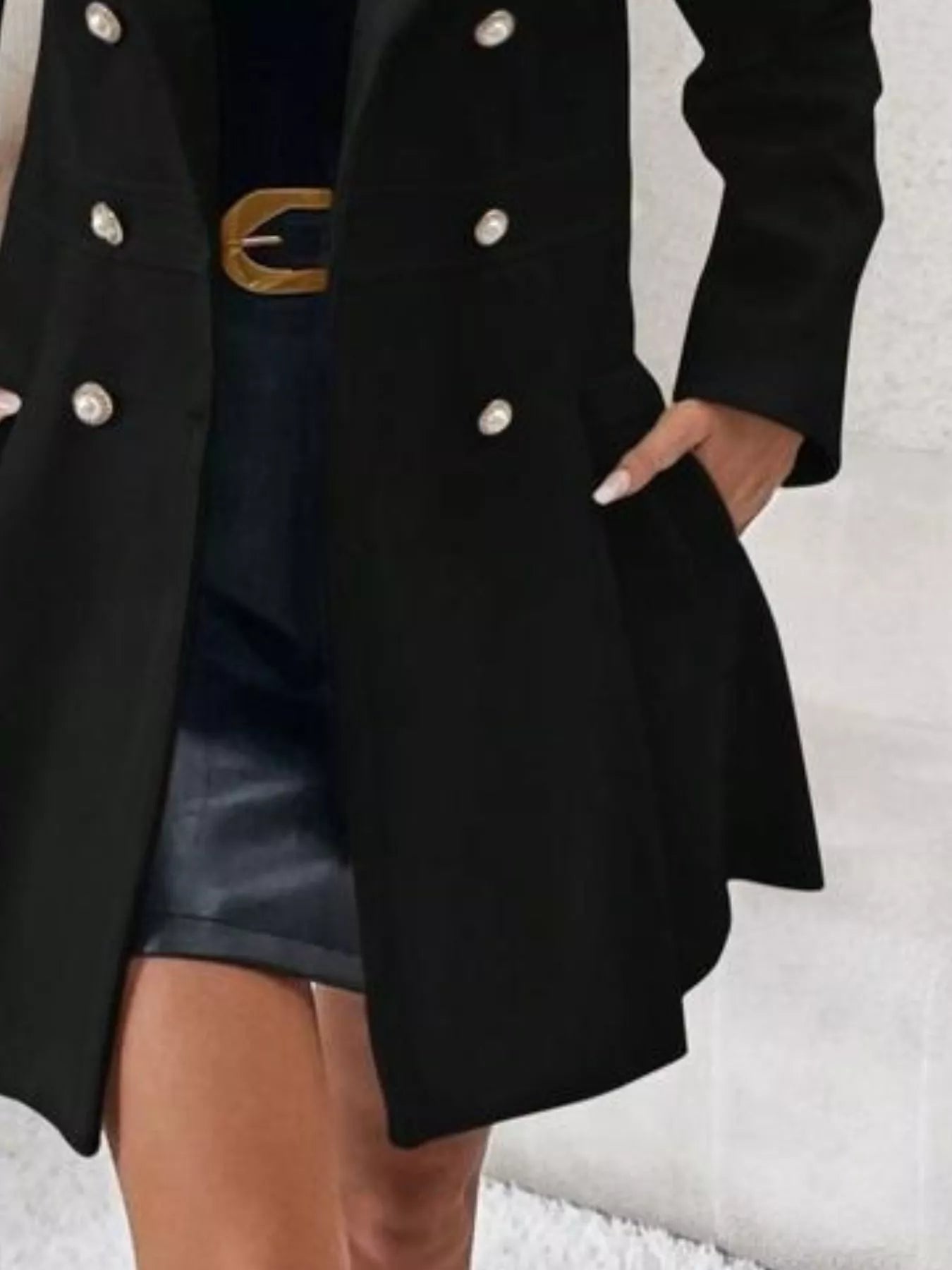 Double - Breasted Wool Blend Coat - Rochelle's House LLC