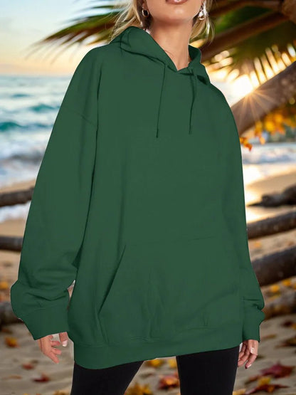 Drawstring Dropped Shoulder Hoodie - Rochelle's House LLC