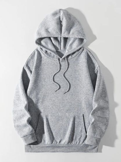 Drawstring Dropped Shoulder Hoodie - Rochelle's House LLC