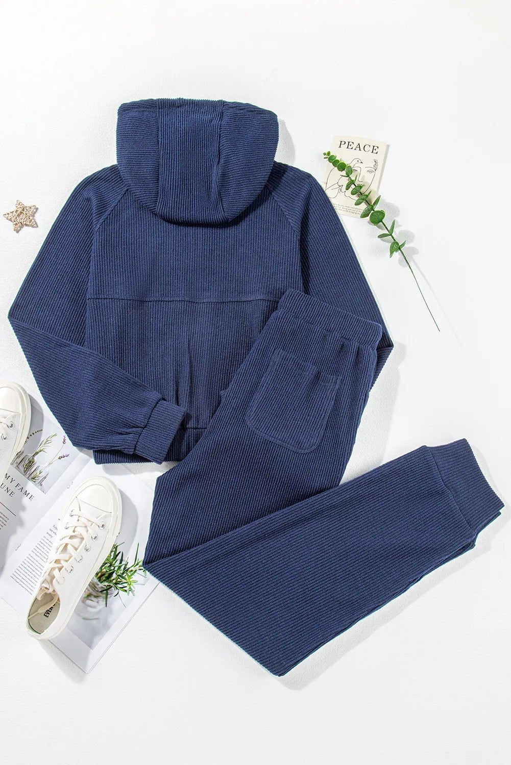 Drawstring Half Zip Hoodie and Joggers Active Set - Rochelle's House LLC