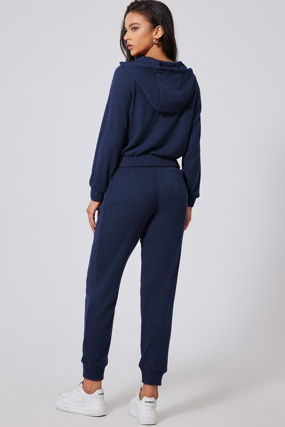 Drawstring Half Zip Hoodie and Joggers Active Set - Rochelle's House LLC