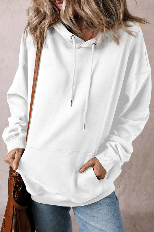 Drawstring Pocketed Long Sleeve Hoodie - Rochelle's House LLC