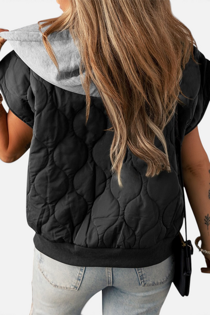 Drawstring Zip Up Hooded Vest Coat - Rochelle's House LLC
