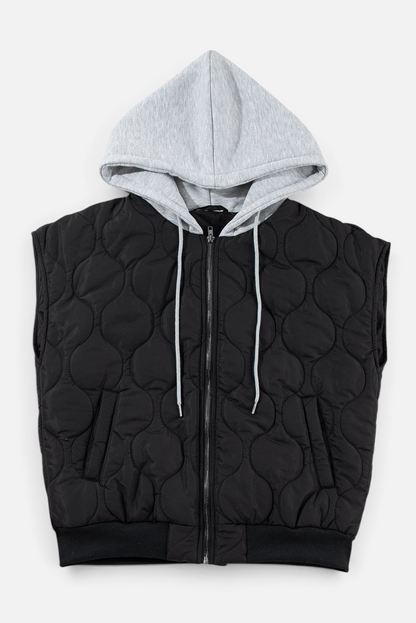 Drawstring Zip Up Hooded Vest Coat - Rochelle's House LLC