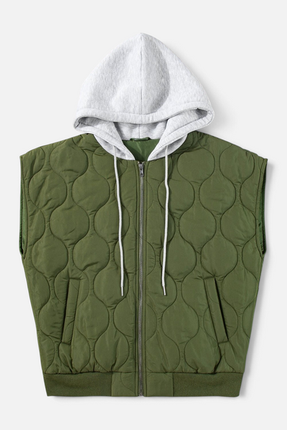 Drawstring Zip Up Hooded Vest Coat - Rochelle's House LLC