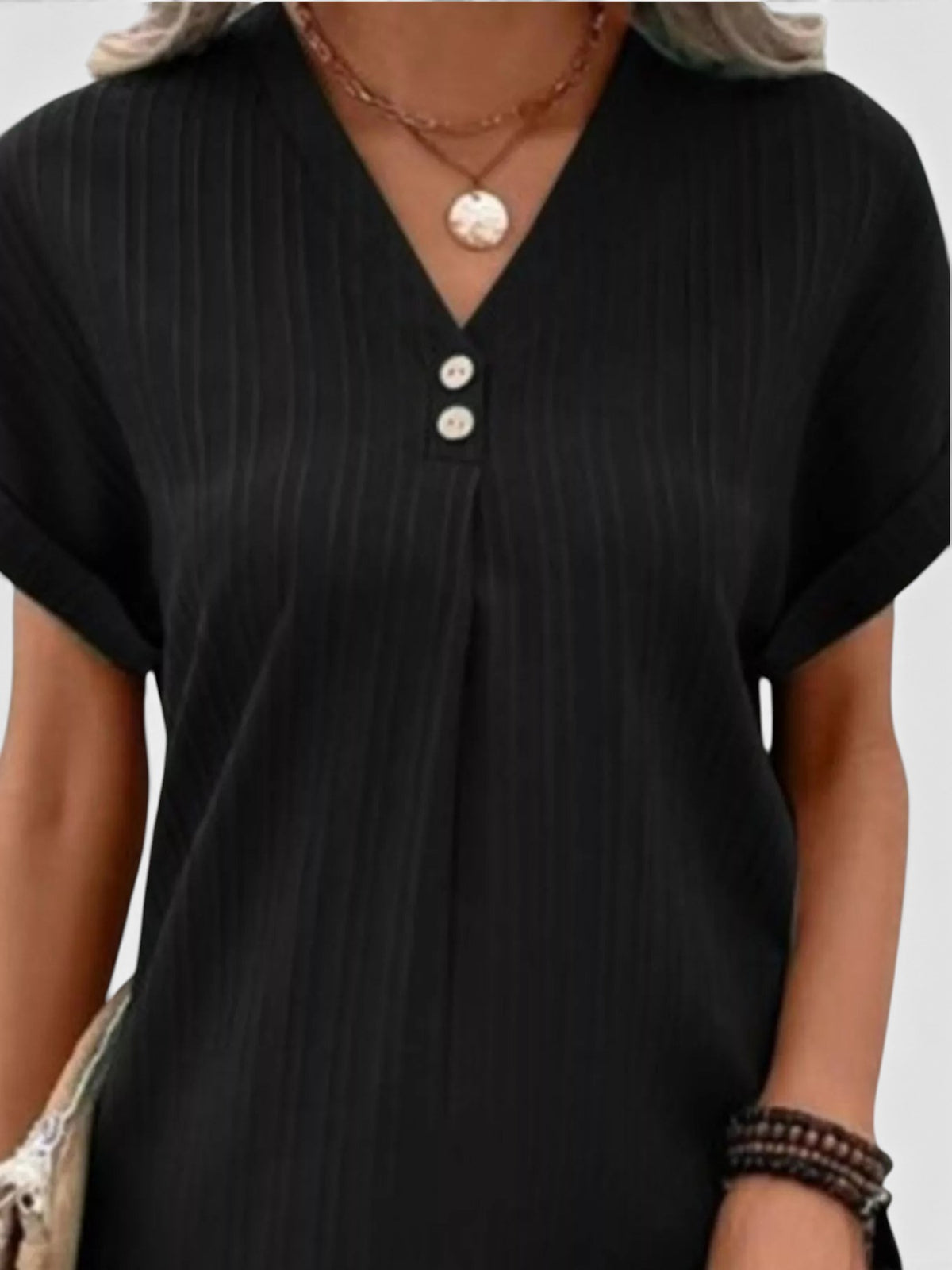 Full Size Casual V-Neck Short Sleeve Dress Plus Size