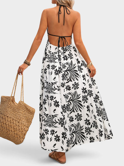 Printed Halter Neck Maxi Dress
