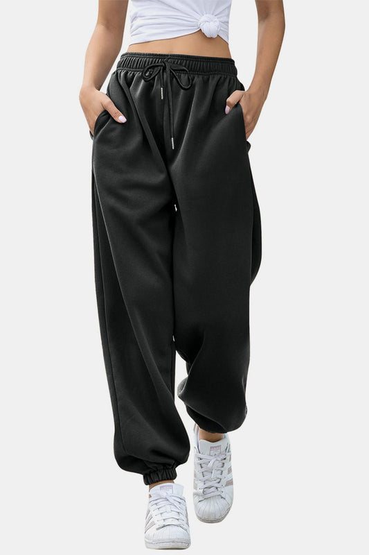Elastic Waist Joggers with Pockets - Rochelle's House LLC