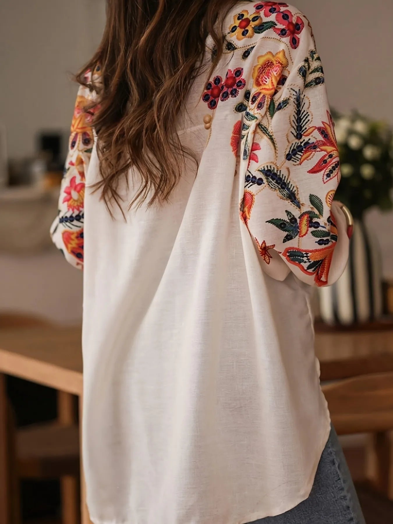 Back view of product with easy, flowy drape