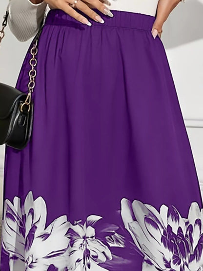 Floral Print A - Line Midi Skirt - Rochelle's House LLC