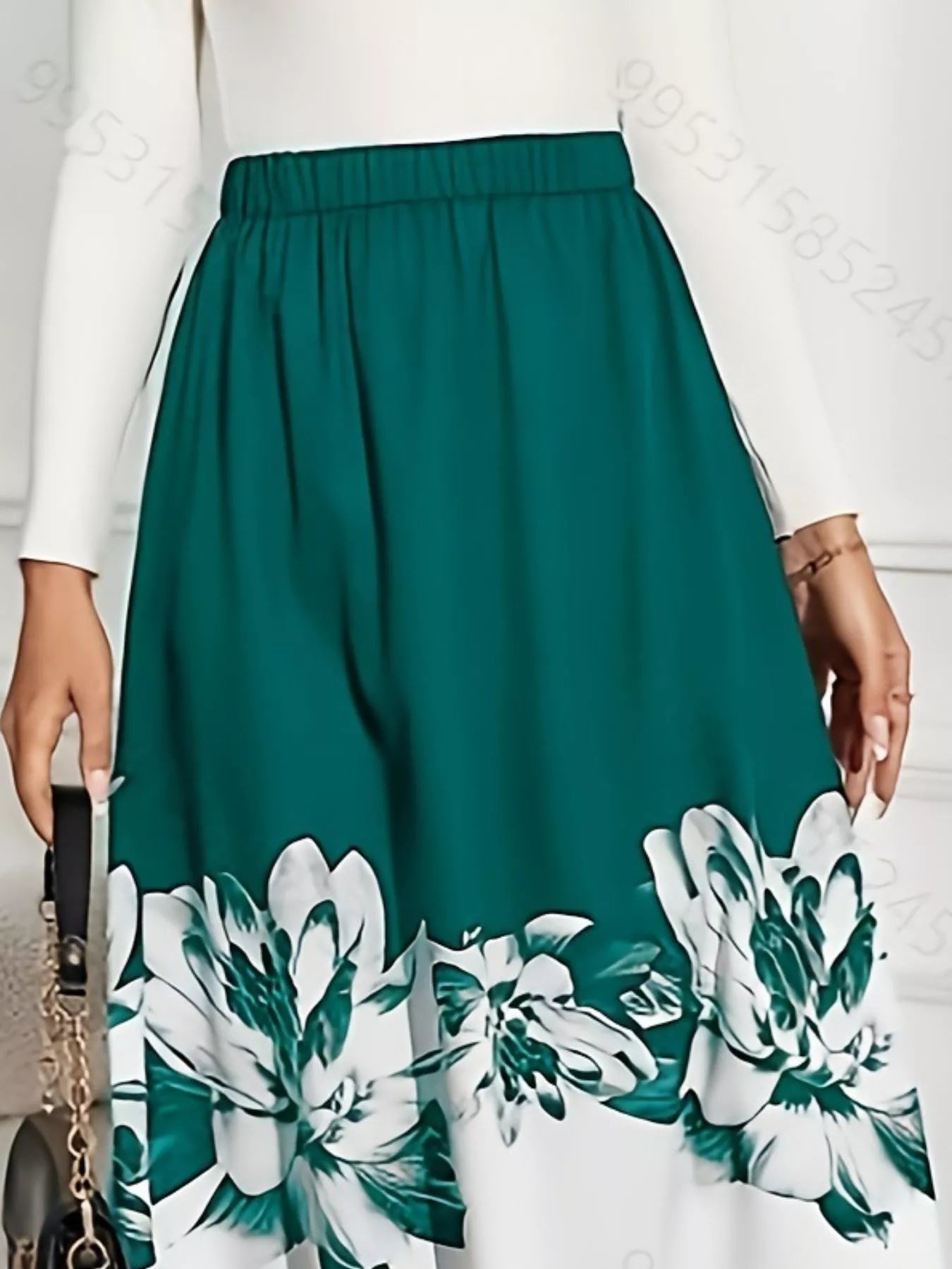 Floral Print A - Line Midi Skirt - Rochelle's House LLC
