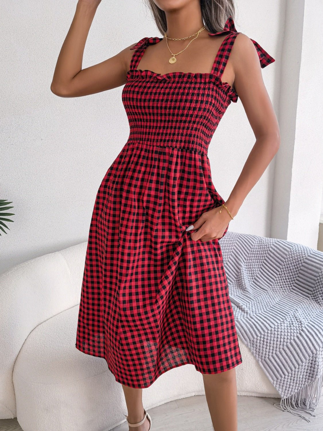 Lifestyle image of product styled for a chic daytime look
