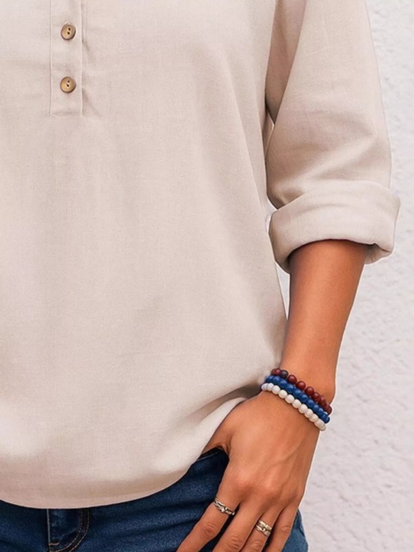 Side view of product highlighting flattering shape and movement